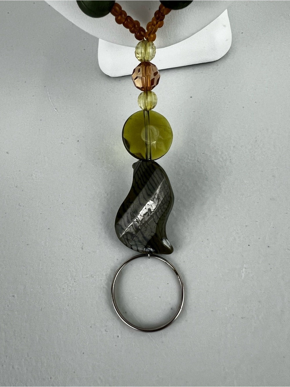 Vintage Style Mixed Glass & Plastic Beaded ID Lanyard Necklace Magnetic Clasp - Picture 3 of 8